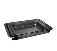 DIOXSTAR Deep Rectangle Baking Tray, Nonstick Oven Bake Tray, Dishwasher Safe, Easy to Clean, Baking and Toasting Cookie Veggies Brownie Biscuit, Durable, Black, 3 Pcs