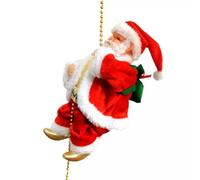 DIOXSTAR Electric Climbing Santa Claus, Musical Toy, Climbing Rope, Christmas Tree Decoration, Hanging Ornament Xmas, Battery Operated Santa Claus, Bright Red Colour