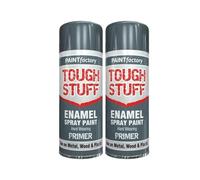 DIOXSTAR Enamel Grey Primer Spray Paint, Fast Drying, Suitable for Wood, Plastic, Metal, Interior and Exterior Use, Hard Wearing & Smooth Finish, 400ml (2 PCS)