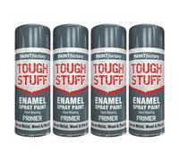 DIOXSTAR Enamel Grey Primer Spray Paint, Fast Drying, Suitable for Wood, Plastic, Metal, Interior and Exterior Use, Hard Wearing & Smooth Finish, 400ml (4 PCS)
