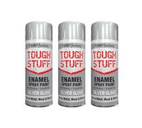 DIOXSTAR Enamel Silver Gloss Spray Paint, Fast Drying, Suitable for Wood, Plastic, Metal, Interior and Exterior Use, Hard Wearing & Smooth Finish, 400ml (3 PCS)