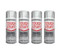 DIOXSTAR Enamel Silver Gloss Spray Paint, Fast Drying, Suitable for Wood, Plastic, Metal, Interior and Exterior Use, Hard Wearing & Smooth Finish, 400ml (4 PCS)