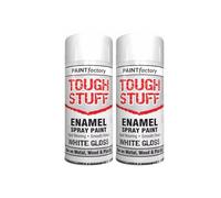 DIOXSTAR Enamel White Gloss Spray Paint, Fast Drying, Suitable for Wood, Plastic, Metal, Interior and Exterior Use, Hard Wearing & Smooth Finish, 400ml (2 PCS)
