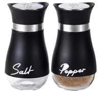 DIOXSTAR Glass Spice Shaker, Modern & Sleek Design, Easy Pour Control, Refillable Design, Suitable for Kitchens, Dining Tables, Restaurants, Cafés, Catering Events (Black)