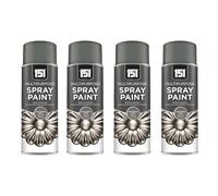 DIOXSTAR Gun Metal Grey Spray Paint, Metallic Finish, Fast Drying, Non-Cracking, DIY Spray Paint for Metal, Wood, Glass, Easy to Use, Multi-Purpose, 400ml (4 PCS)