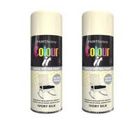DIOXSTAR Ivory Silk Spray Paint, Gloss Finish, Quick Drying Paint, All Purpose Spray Paint for Metal, Wood, Plastic, Interior & Exterior Use, Easy to Use, 400ml (2 PCS)