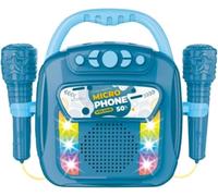 DIOXSTAR Kids Karaoke Machine With Dual Microphones, Built-In Speaker & Volume Control, Vibrant Multicolour LED Lights, Great For Indoor Play, Parties, Picnics, Travel, Blue