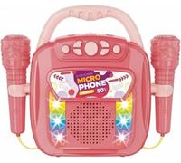 DIOXSTAR Kids Karaoke Machine With Dual Microphones, Built-In Speaker & Volume Control, Vibrant Multicolour LED Lights, Great For Indoor Play, Parties, Picnics, Travel, Pink