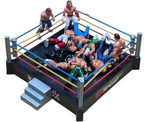 DIOXSTAR Kids Mini WWE Wrestling Ring with 12 Action Heroes, Wrestler Warriors with Square Ring, Realistic Figures, Pretend Playset, Best Gift for Little Wrestler