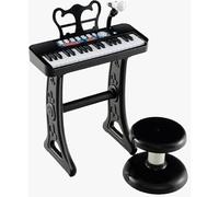 DIOXSTAR Kids Piano and Stool, 37-Key Keyboard, Music and Sound, Adjustable Microphone, Compact and Portable, Ensuring Long-Lasting Enjoyment, Imaginative Play, Black