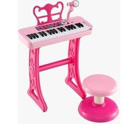 DIOXSTAR Kids Piano and Stool, 37-Key Keyboard, Music and Sound, Adjustable Microphone, Compact and Portable, Ensuring Long-Lasting Enjoyment, Imaginative Play, Pink