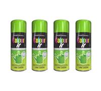 DIOXSTAR Lime Green Spray Paint, 400ml (4 PCS), Gloss Finish, Quick Drying, Water-Based, Indoor & Outdoor Use, Metal, Wood, Plastic