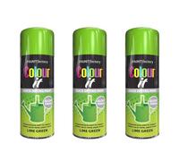 DIOXSTAR Lime Green Spray Paint, Gloss Finish, Quick Drying Paint, All Purpose Spray Paint for Metal, Wood, Plastic, Interior & Exterior Use, 400ml (3 PCS)