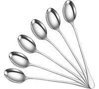 DIOXSTAR Long Handle Latte Ice Cream Sundae Spoons, Sleek Stainless-Steel Design, Comfortable Grip And Easy Control, Shiny, Polished Look, Versatile Uses, (Pack of 6)