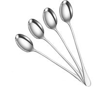 DIOXSTAR Long Handle Latte Ice Cream Sundae Spoons, Sleek Stainless-Steel Design, Comfortable Grip And Easy Control, Shiny, Polished Look, Versatile Uses, (Pack of 4)