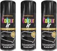 DIOXSTAR Matt Black Aerosol Spray Paint, DIY Enthusiasts, Quick-Drying Formula, Perfect For Use On Wood, Metal, Plastic, Indoor And Outdoor Use, 250ml, (3 Pcs)
