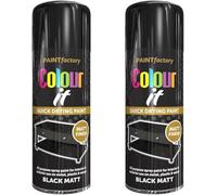 DIOXSTAR Matt Black Aerosol Spray Paint, DIY Enthusiasts, Quick-Drying Formula, Perfect For Use On Wood, Metal, Plastic, Indoor And Outdoor Use, 250ml, (2 Pcs)