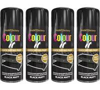 DIOXSTAR Matt Black Aerosol Spray Paint, DIY Enthusiasts, Quick-Drying Formula, Perfect For Use On Wood, Metal, Plastic, Indoor And Outdoor Use, 250ml, (4 Pcs)