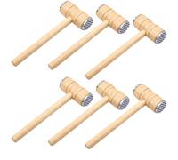 DIOXSTAR Meat Tenderizer Hammer, Long Wooden Handle, Secure Grip, Double Sided Mallet Head, Easy to Clean, Suitable for Crushing Garlic, Nuts, Candies, Breaking Ice (6PCS)