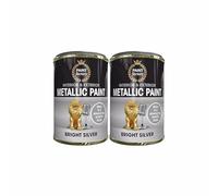 DIOXSTAR Metallic Bright Silver Paint, Shimmering Metallic Finish, Fast Drying, Suitable for Indoor and Outdoor Use on Metal, Wood, Long Lasting Protection, 300ml (2 PCS)