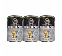 DIOXSTAR Metallic Bright Silver Paint, Shimmering Metallic Finish, Fast Drying, Suitable for Indoor and Outdoor Use on Metal, Wood, Long Lasting Protection, 300ml (3 PCS)
