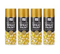 DIOXSTAR Metallic Gold Spray Paint, Fast Drying, Non-Cracking, Suitable for Most Surfaces Including Wood, Metal and Brick, Interior and Exterior Decoration, 400ml (4 PCS)