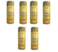 DIOXSTAR Metallic Gold Spray Paint, Shimmer Effect, Non-Cracking, Vibrant Colour, Quick Drying, Ideal use for Metal, Wooden Furniture, Interior, Exterior Decoration, 200ml (Pack of 6)
