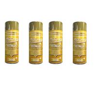 DIOXSTAR Metallic Gold Spray Paint, Shimmer Effect, Non-Cracking, Vibrant Colour, Quick Drying, Ideal use for Metal, Wooden Furniture, Interior, Exterior Decoration, 200ml (Pack of 4)
