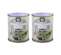DIOXSTAR Metallic Silver Gloss Non-Drip Paint, Quick Drying, High Build, High-Performance Paint, Interior and Exterior Use, Suitable for Wood, Metal, 300ml (2 PCS)