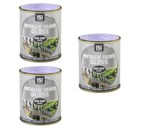 DIOXSTAR Metallic Silver Gloss Non-Drip Paint, Quick Drying, High Build, High-Performance Paint, Interior and Exterior Use, Suitable for Wood, Metal, 300ml (3 PCS)