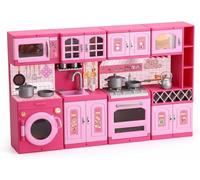 DIOXSTAR Mini World Modern Kitchen Playset For Kids, Pretend Play Kitchen With Oven, Sink, Cabinets & Accessories, Enhance Creativity And Imagination, Role Play Set