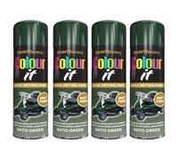 DIOXSTAR Nato Green Spray Paint, Matt Finish, Quick Drying Paint, All Purpose Spray Paint for Metal, Wood, Plastic, Interior & Exterior Use, 250ml (4 PCS)