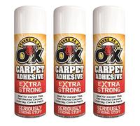 DIOXSTAR OX Carpet Adhesive Spray, Adhesive Glue Spray for Multi-Purpose Craft Carpet Foam Fabric Can, Even Coverage and Quick Drying Time, 500ml (3 Pcs)