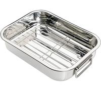 DIOXSTAR Roasting Tin Tray, Easy to Clean, Long-Lasting Use, Ideal for Roasts, Vegetables, Meat, Baking, Roasting Rack with Removable Grill, Durable Construction, (Medium 32X24X5CM)