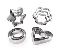 DIOXSTAR Stainless Steel Cookie Cutter, Mini 4 Shape- Heart, Star, Round & Flower, Mould for Biscuit Pastry, Decorating Small Cookie Cutters for Kitchen, Baking (48 PCS)