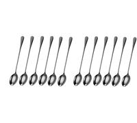DIOXSTAR Stainless-Steel Long Handle Latte Spoons, Coffee Spoons for Tea, Sundae, Ice Cream, Dessert Ideal for Home, Kitchen, Restaurant, 19 CM, (Black Spoon Pack of 12)