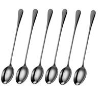 DIOXSTAR Stainless-Steel Long Handle Latte Spoons, Coffee Spoons for Tea, Sundae, Ice Cream, Dessert Ideal for Home, Kitchen, Restaurant, 19 CM, (Black Spoon Pack of 6)