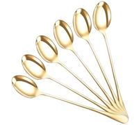 DIOXSTAR Stainless-Steel Long Handle Latte Spoons, Coffee Spoons for Tea, Sundae, Ice Cream, Dessert Ideal for Home, Kitchen, Restaurant, 19 CM, (Golden Spoon Pack of 6)