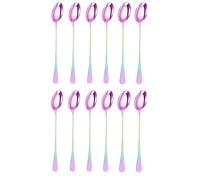 DIOXSTAR Stainless-Steel Long Handle Latte Spoons, Coffee Spoons for Tea, Sundae, Ice Cream, Dessert Ideal for Home, Kitchen, Restaurant, 19 CM, (Rainbow Spoon Pack of 12)