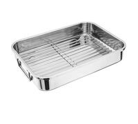DIOXSTAR Stainless Steel Roasting Tray, Rectangular Roasting Pan with Rack, Multipurpose Roasting Tin, Easy to Clean, Durable & Lightweight, 32cm x 23cm x 6cm