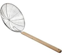 DIOXSTAR Stainless Steel Skimmer with Wooden Handle for Cooking, Both Sturdy and Lightweight, Easy Hanging, Comfortable Grip, Perfect Texture Every Time, (26CM)