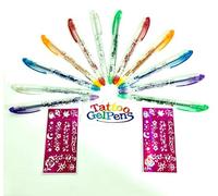 DIOXSTAR Temporary Glitter Tattoo Gel Pens With Stencils For Kids, Vibrant Colour, Washable, Easy To Use, Party Essential, Multi-Purpose Artistic Tool, Multicolour (Pack of 12)