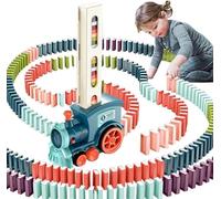 DIOXSTAR Train Toy Set With 100pcs Domino Blocks, Creativity and Imagination, Hand-Eye Coordination, Durable Construction, Easy to Use and Assemble, Interactive Play