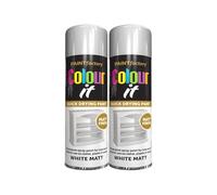 DIOXSTAR White Matt Spray Paint, Matt Finish, Quick Drying Paint, Easy Application, All Purpose Spray Paint for Metal, Wood, Plastic, Interior & Exterior Use, 250ml (2 PCS)