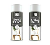DIOXSTAR White Satin Finish Spray Paint, Fast Drying, Non-Cracking, DIY Spray Paint for Metal, Wood, Plastic, Easy to Use, Interior and Exterior Use, 400ml (2 PCS)