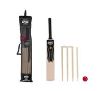 DIOXSTAR Wooden Cricket Set Kids, Size 3, Rubber grip handle, Bat, Ball & 4 Wicket Set, Outdoor Fun, Zip Fastening Storage Case, Kids Cricket Sports Training Set