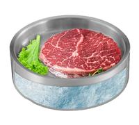 Dip Chiller Bowl - 21.5cm 304 Stainless Steel Ice Chilled Serving Tray | Reusable Cold Bowl with Inner Diameter 20cm Silver Gold | Appetizer Chiller for Shrimp Salmon Fruit Cocktails