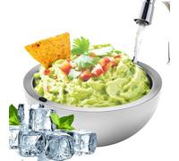 Dip Chiller Bowl - Large 70oz Capacity - Frozen Ice Stainless Steel Serving Bowl - Insulated Dip Dish Platter Keeps Salsa, Guacamole, Condiments, Sauces, Salad & Food Hot or Cold (1 Bowl)