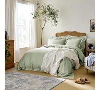 DIP & DOZE Luxury 100% Organic Cotton Edged Duvet Bedding Set | Duvet Cover with Pillowcases | Oxford Border Set | Crisp & Cool Finish Percale - Sage Green Superking