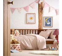 DIP & DOZE Luxury 100% Organic Cotton Toddler Bedding Set | Kids Duvet Cover & Pillowcase | Percale & Sateen | Cot Bed | Dusky Pink - Percale